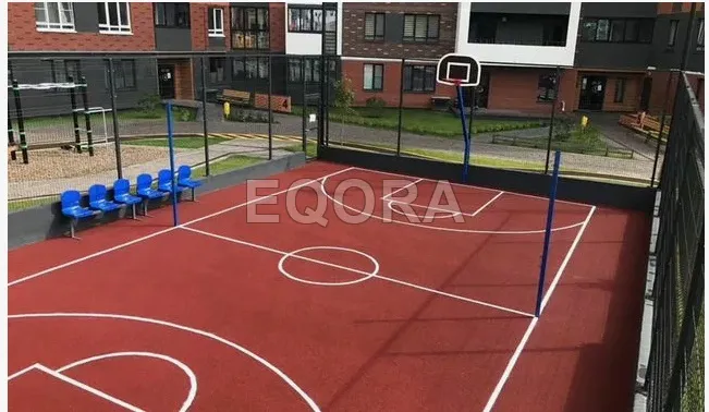 Бесшовное покрытие из резиновой крошки для баскетбольной площадки в Советском